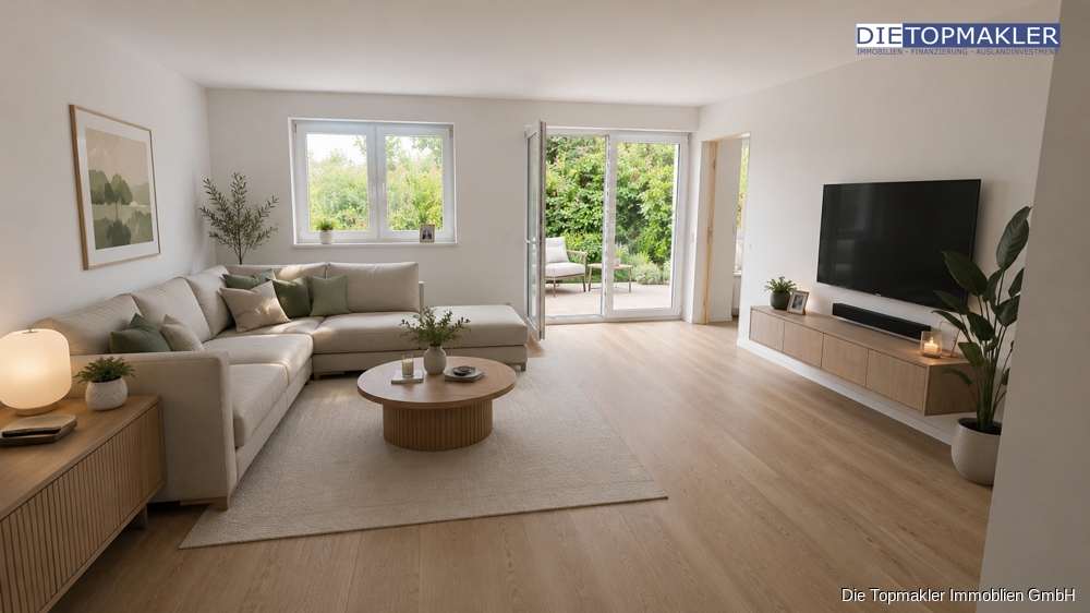 Moderne 4-Zimmer-Erdgeschosswohnung mit Terrasse | Erstbezug | WBS erforderlich - Wohnzimmer (85743)