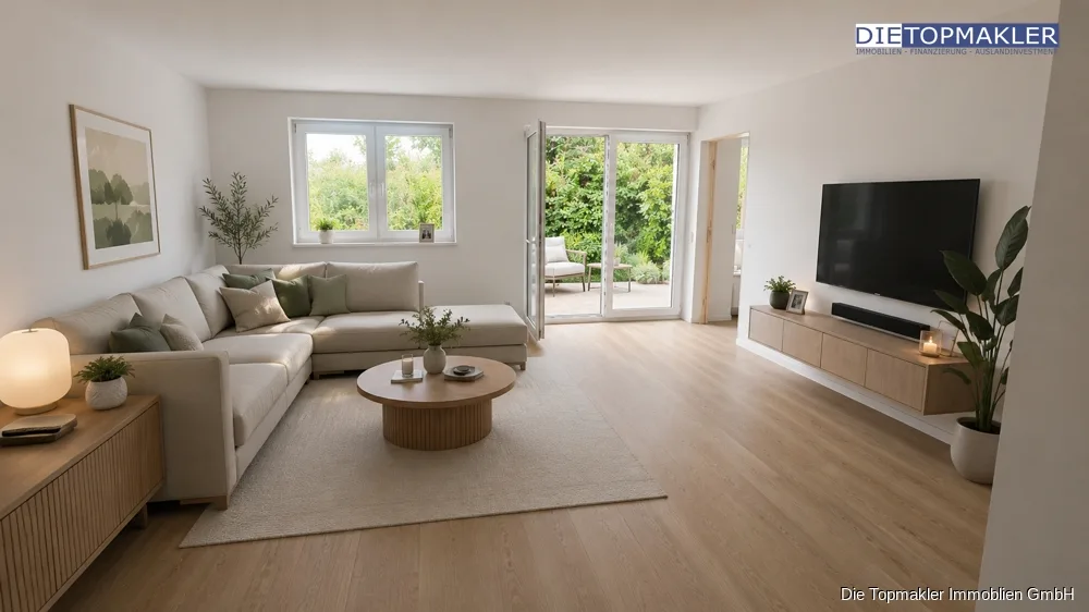 Moderne 4-Zimmer-Erdgeschosswohnung mit Terrasse | Erstbezug | WBS erforderlich - Wohnzimmer (86876)