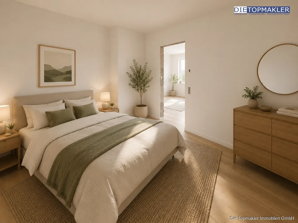 Moderne 2-Zimmer-im Obergeschoss | Erstbezug | WBS erforderlich - Schlafzimmer (86579)