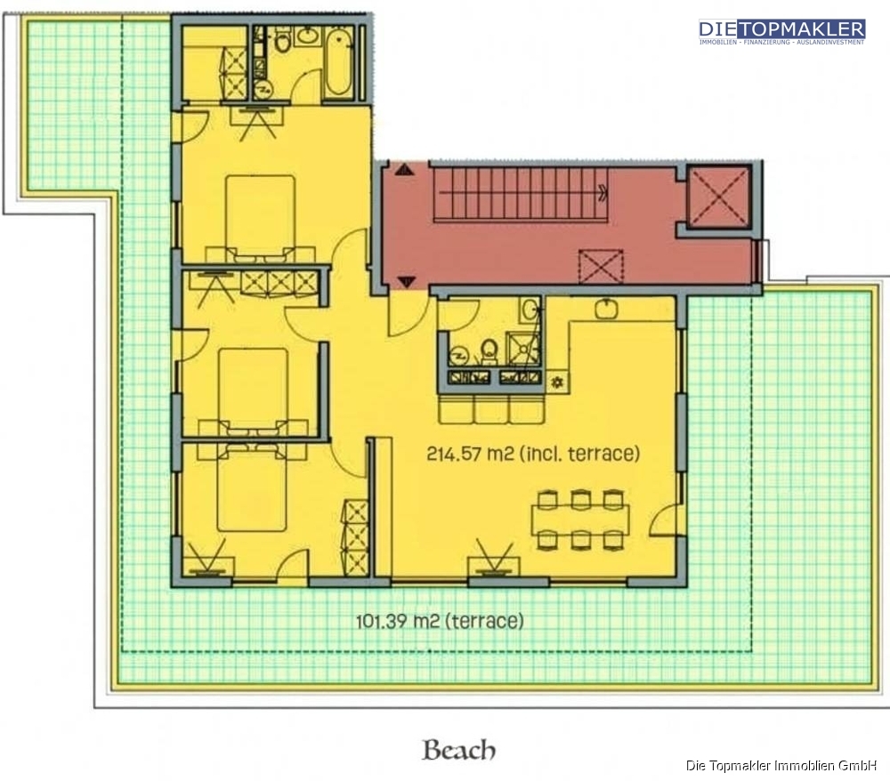 Exklusive 4-Zimmer-Penthouse-Wohnung direkt am Meer im „Prestige Fort Beach“ - Grundriss (85372)