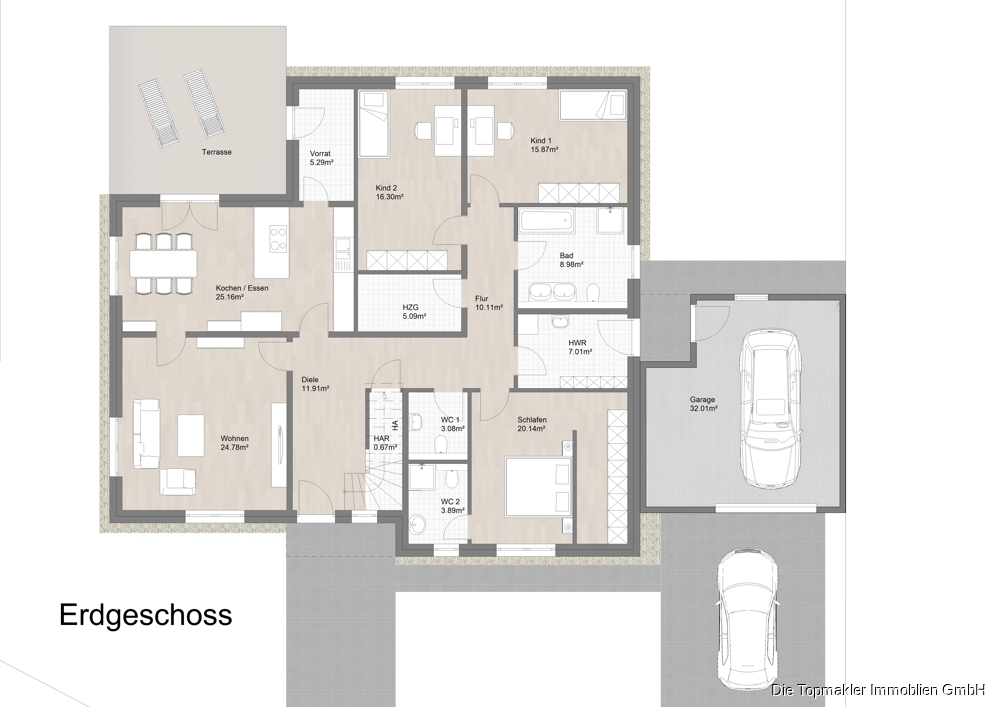 Wohnen auf einer Ebene – Charmanter Bungalow zum Wohlfühlen - Grundriss EG (86236)