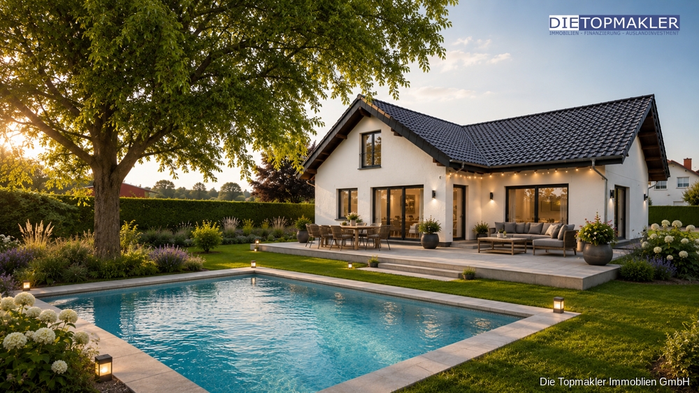 Wohnen auf einer Ebene – Charmanter Bungalow zum Wohlfühlen - Gartenansicht (86228)