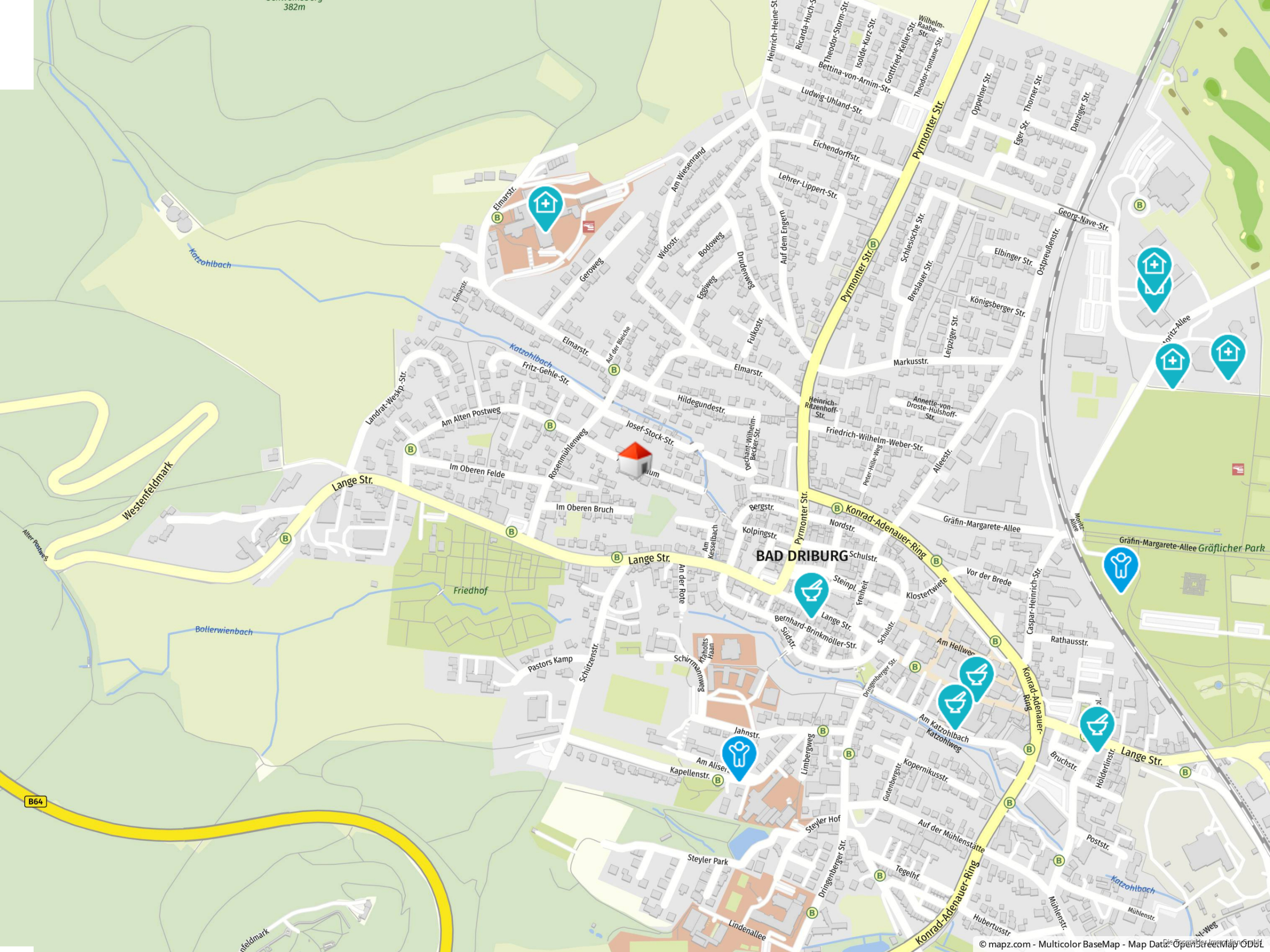Helle 2,5 Zimmer Wohnung in Bad Driburg mit Balkon - Geolyzer Kartenausschnitt (57003)